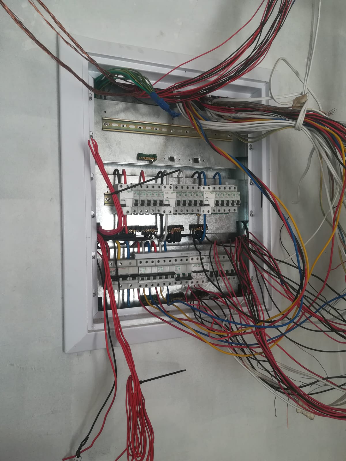 distribution board wiring in progress by Lux Solar Electrical in Green Point