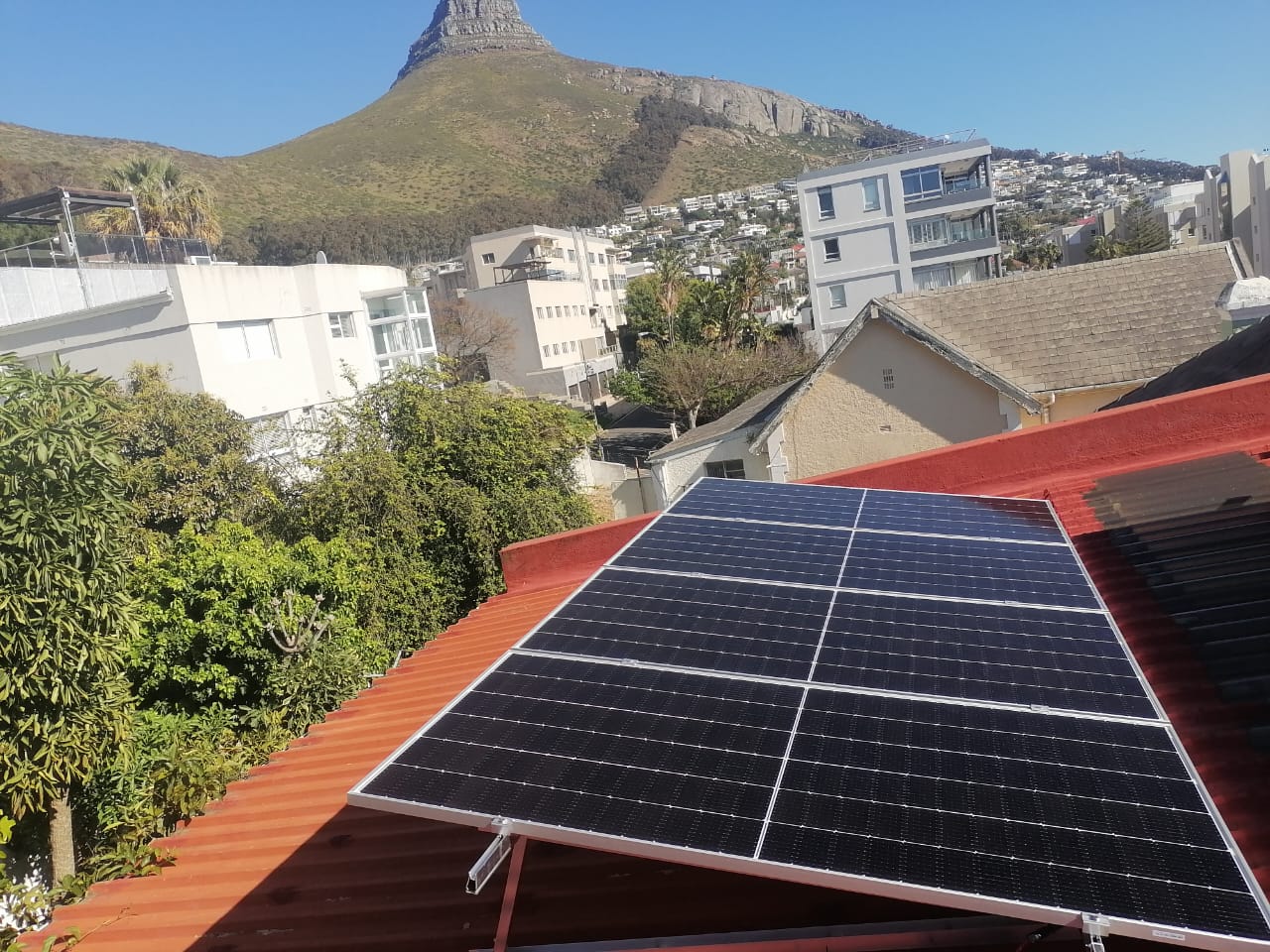 solar panels installed on a roof on a house in cape town area by lux solar electrical company